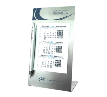 Календар настільний металевий з ручкою