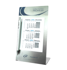 Календар настільний металевий з ручкою