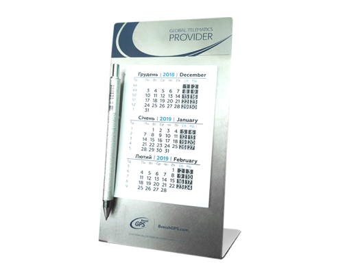 Календар настільний металевий з ручкою