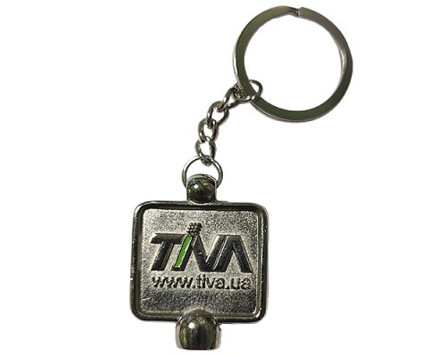 Брелок гальванічний нікель квадратний унісекс колечко з ланцюжком автомобільний ключ Маєвського 10 г
