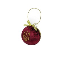 Шарик бархатний новорічний з вишитим тризубом